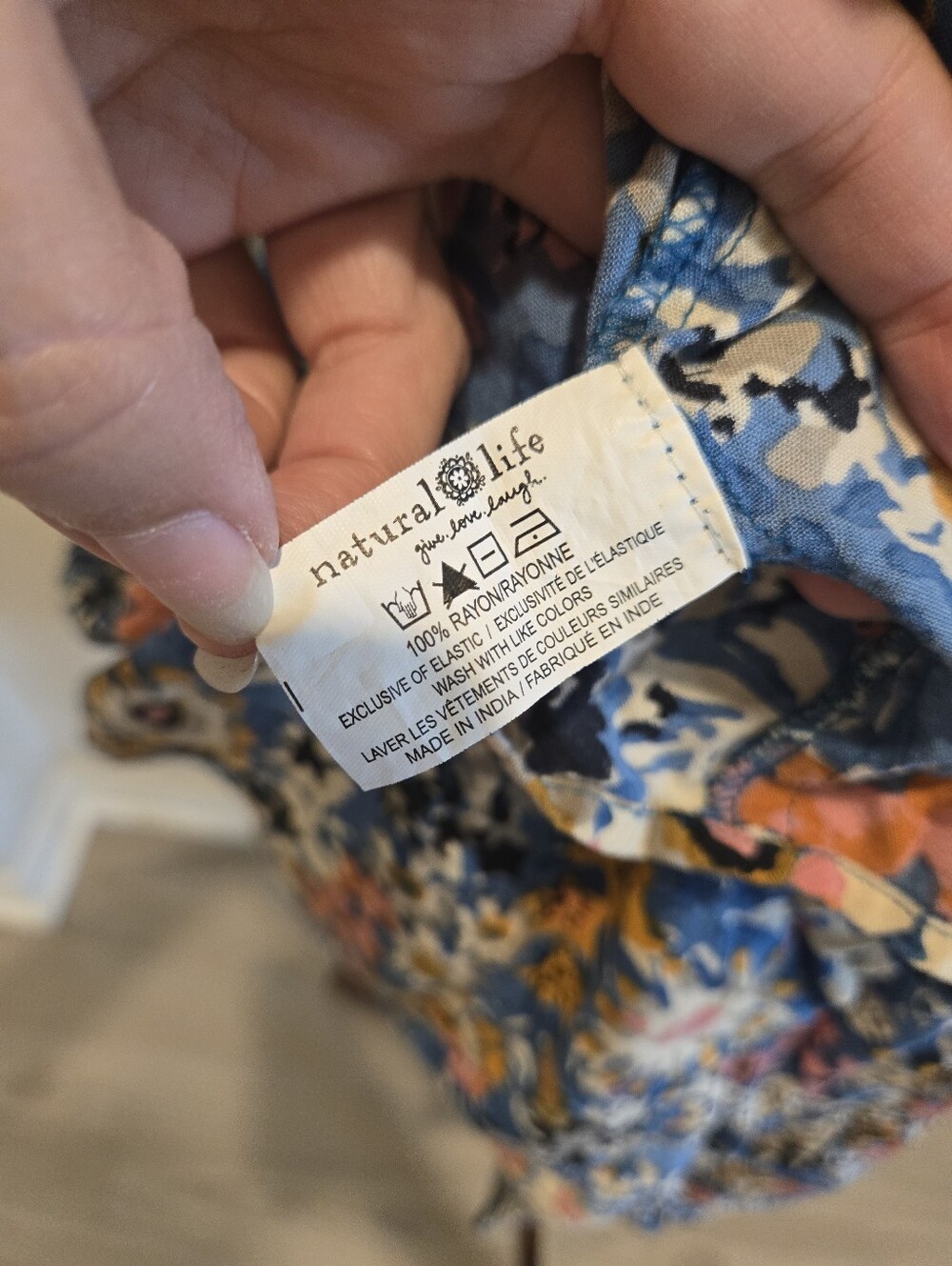 Natural Life Blue Floral Sundress with Yellow & Pink Accents, Size XL - Picture 8 of 9